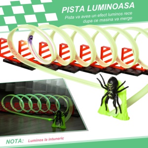 Pista pentru masini cu efecte luminoase si masina inclusa, PP/PS/ABS/TPR/HIPS, 86x67x21 cm, varsta 3-6 ani, verde/rosu - Verificat A · Re-Bloom - Img 4