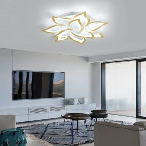 Plafoniera Izzabella, LED, metal/acril, alb/auriu, 85 x 10 cm