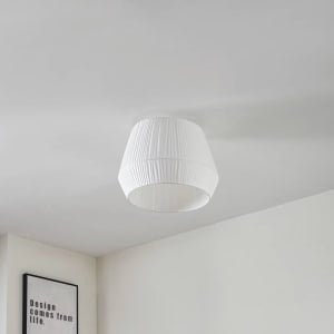 Plafoniera Lindby Vitore, alba, 50 cm diametru, textil, soclu E27