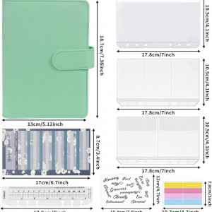 Planificator de buget cu plicuri si etichete Iycorish, PVC/hartie/plastic, verde, 18,7 x 13 cm - Img 6