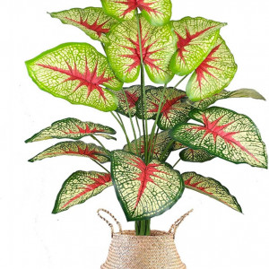 Planta artificiala in ghiveci AIVORIUY, metal/plastic, verde/rosu/natur, 75 cm