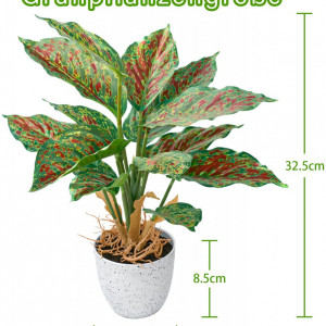 Planta artificiala YunYite, plastic, verde/rosu/maro, 32,5 x 8,5 cm - Img 6