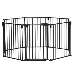 Poarta pliabila 8 sectiuni cu blocare automata, otel/plastic, 482.5x76cm, Negru - Verificat A · Re-Bloom