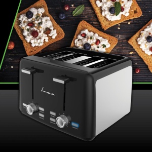 Prajitor de paine Fram FTP-1574SSBK, Putere 1600W, 4 felii, 7 niveluri de rumenire, Negru/Inox - Img 2