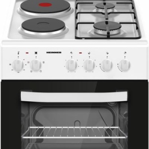 Produs Resigilat ARAGAZ MIXT HEINNER HFSC-S56E2HSWH, 50X60CM, 2 ARZATOARE GAZ + 2 PLITE ELECTRICE, SUPORT EMAIL, CAPAC METALIC, APRINDERE ELECTRICA ARZATOARE, DISPOZITIV DE SIGURANTA ARZATOARE, CUPTOR ELECTRIC, CLASA A, 5 FUNCTII, GRILL, LUMINA CUPTOR, US