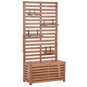 Produs Resigilat Banca de gradina cu panou rafturi Re-Bloom Matino, lemn salcam/otel, 80x40x170 cm, 4 rafturi, 2 persoane, 140 kg/persoana, maro - Verificat A - Img 3
