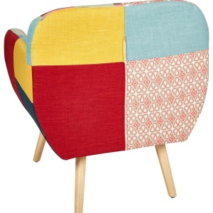 Produs Resigilat Fotoliu Re-Bloom Melby, textil patchwork/placaj cauciuc, 68x59x77 cm, arcuri elicoidale, spuma, 150 kg, multicolor - Verificat A - Img 4