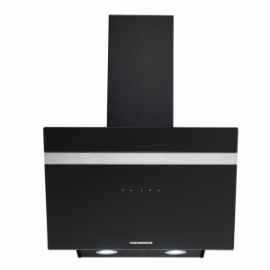 Produs Resigilat Hota decorativa Heinner HDCH-6060RGBK, 60cm, Design "Inclinata", Putere maxima de absorbtie: 546.2 m³/h, 3 trepte de viteza, Motor: 1 x 190W, Lumina LED: 2 x 1.5W, 1 filtru aluminiu, Control touch, Diametru tub evacuare: 150mm, Dimensiuni