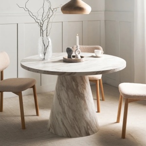 Produs Resigilat Masa de dining Re-Bloom Mere, MDF, 120x120x74 cm, 4 persoane, 120 kg, alb/gri - Verificat A - Img 2
