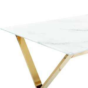 Produs Resigilat Masa Re-Bloom Attica, metal/sticla securizata, 120x70x75 cm, 4 persoane, alb/auriu - Verificat A - Img 4