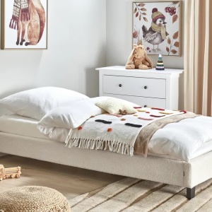 Produs Resigilat Pat fara tablie Re-Bloom Roanne, 90x200 cm, lemn/textil/placaj plop, somiera 13 lamele arc, 300 kg, bej deschis - Verificat A - Img 4