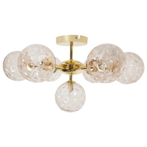 Produs Resigilat Plafoniera Re-Bloom Anadyr, sticla/metal, 52x52x28 cm, 7 lumini G9 max 25W, 230V, bec neinclus, auriu - Verificat A