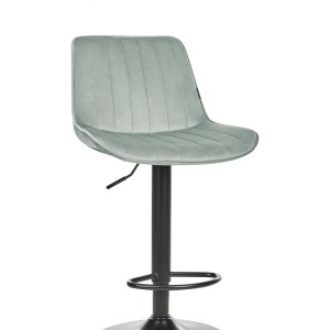 Produs Resigilat Set 2 scaune de bar Re-Bloom Dubrovnik, catifea/otel, 51x54x88-109 cm, pivotante 360°, inaltime reglabila, 120 kg, verde menta/negru - Verificat B - Img 4