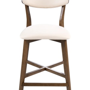 Produs Resigilat Set 2 scaune de bar Re-Bloom Yuma, lemn cauciuc/MDF/textil, 50x54x93 cm, spuma, 110 kg, alb/maro inchis - Verificat A - Img 6