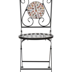 Produs Resigilat Set 2 scaune de gradina Re-Bloom Casario, fier/ciment/sticla, 40x44x90 cm, pliabile, 120 kg, multicolor - Verificat A - Img 6