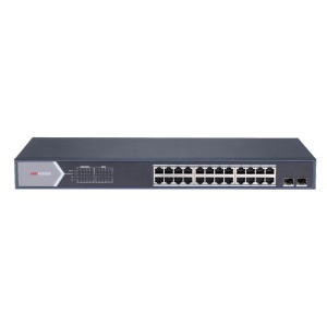 Produs Resigilat Switch 24 porturi Gigabit Hikvision DS-3E1526P-SI, L2, Smart Managed, 24 Ã— gigabit PoE ports si 2 Ã— gigabit fiber optical ports, Putere PoE 370W, maxim 30W per port, Extend mode - pana la 300 metri, Switching capacity 52 Gbps