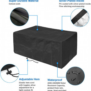 Protectie impermeabila rezistenta la vant si UV pentru mobilier de gradina AISENPARTS, tesatura oxford, negru, 250 X 250 X 90 cm - Img 5