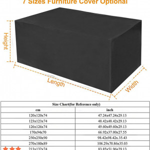 Protectie impermeabila rezistenta la vant si UV pentru mobilier de gradina AISENPARTS, tesatura oxford, negru, 270 x 180 x 89 cm - Img 7
