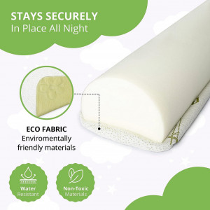Protectie pentru marginea patului BANBALU, spuma cu memorie/fibra organica de bambus, alb/verde, 19 x 13 x 150 cm - Img 5
