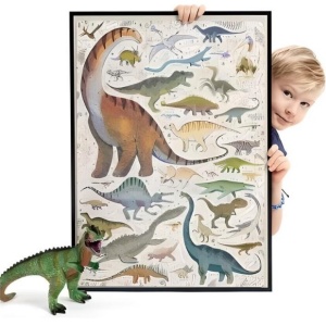 Puzzle pentru copii educational, Banana Panda Puzzlove Dinosaurs, 200 piese, specii dinozauri, format mare 68 x 48 cm - Img 2