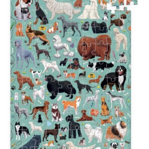 Puzzle pentru copii educational, Banana Panda Puzzlove Dogs, 100 piese, rase cunoscute de caini, format mare 68 x 48 cm - Img 1