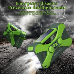 Radio portabil raincarcabil Minshuxi, LED, plastic, verde, 16,6 x 4,2 x 9 cm, 10000 mAh