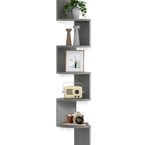 Raft de perete Vasagle, PAL, gri, 20 x 20 x 126 cm, Resigilat, Grad A - Img 1