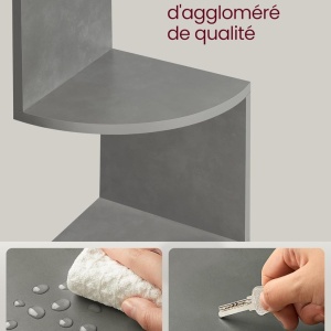 Raft de perete Vasagle, PAL, gri, 20 x 20 x 126 cm, Resigilat, Grad A - Img 2