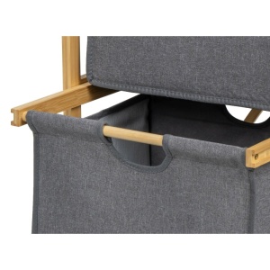 Raft depozitare si organizare KL6554, cu 4 nivele, sertare textile, lemn, 44x34x96 cm, multifunctional, natur/gri - Img 3