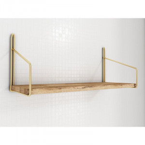 Raft Graceville, lemn masiv, maro/auriu, 45 x 16 x 16 cm