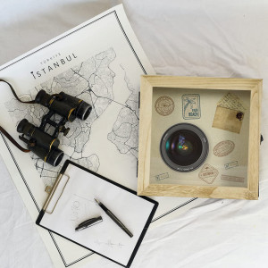 Rama foto cu cutie pentru suveniruri Muzilife, lemn/sticla, natur, 20 x 20 cm - Img 2