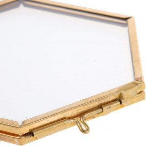 Rama foto hexagonala SHANGUP, metal/sticla, auriu,  8.8 x 8.5 cm 