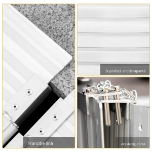 Rampe mobile pentru scaune rulante Re-Bloom, antiaderente, aluminiu, argintiu, 183 x 72 x 5 cm, Resigilat, Grad A - Img 2
