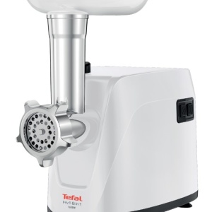 RESIGILAT – MASINA DE TOCAT TEFAL NE113135, Putere 1600W, 1.9kg/min, Accesoriu pentru rosii, 3 site metalice, Conuri pentru razuit, Functie reverse, Alb