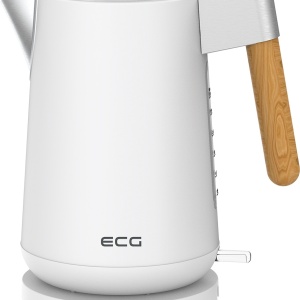 RESIGILAT - Fierbator electric ECG RK 1768 Strix Timber White, 1.7 litri, 2200 W, pereti dubli, otel inoxidabil si elemente din lemn, alb - Img 2
