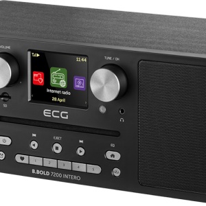 RESIGILAT -Internet radio ECG B.BOLD 7200 Intero Black, FM + DAB, stereo 2 × 10 W, CD audio si MP3, Bluetooth, USB, carcasa lemn, negru