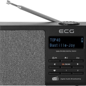 Resigilat - Radio portabil ECG RD 250 DAB Black, FM/DAB/DAB+, 1.8 W, Bluetooth 5.3, baterie reincarcabila Li-Ion 3.7 V / 1900 mAh, ceas desteptator, negru