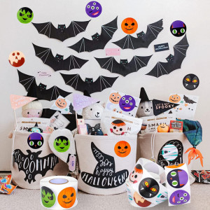 Rola cu 500 autocolante pentru Halloween Qpout, hartie, multicolor, 3,8 cm - Img 5