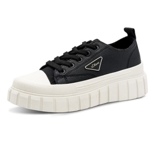 s.Oliver, Pantofi sport wedge cu aspect masiv, Negru, 37, Resigilat, Grad B - Img 1