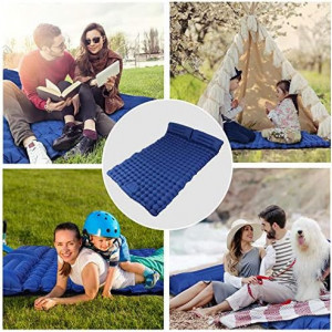 Saltea gonflabila pentru camping Litthing, nailon, albastru, 200 x 135 x 9 cm - Img 2