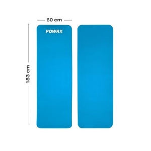 Saltea pentru antrenament si husa de protectie, pentru yoga, fitness, aerobic, pilates, exercitii la sol, POWRX, Antiderapant, 183x60 cm, Albastru, Resigilat, Grad A - Img 3