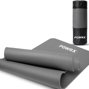 Saltea pentru antrenament si husa de protectie, pentru yoga, fitness, aerobic, pilates, exercitii la sol, POWRX, Antiderapant, 183x60 cm, Gri, Resigilat, Grad A - Img 1