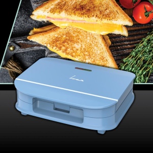 Sandwich maker Fram FSM-700BL, Putere 700W, capacitate 2 sandwich-uri, Placi fixe cu invelis antiaderent, Design depozitare verticala, Bleu - Img 3
