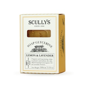 Săpun Glicerină Scullys, Lămâie & Lavandă, Cutie, 100 g