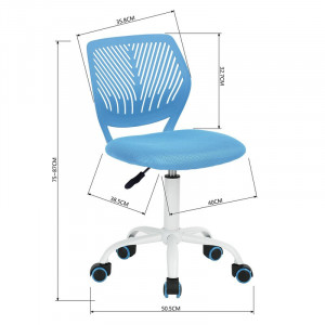 Scaun de birou ergonomic Valerii, albastru, 50,5 x 50,5 x 87 cm - Img 3
