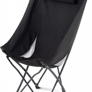 Scaun de camping pliabil Easy Outdoor, textil/metal, negru, 60 x 55 x 90 cm - Img 1