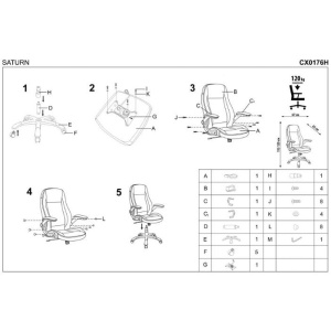Scaun directorial piele ecologica, HM SATURN, negru - Img 4