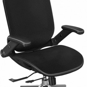 Scaun ergonomic de birou SNOVIAY, otel aliat/plastic/plasa, negru, 65 x71 x 121 cm - Img 3