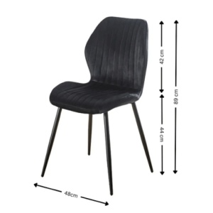 Scaun living AB104, catifea, picioare metalice, 89x48x43 cm, sarcina maxima 100 kg, negru - Img 3