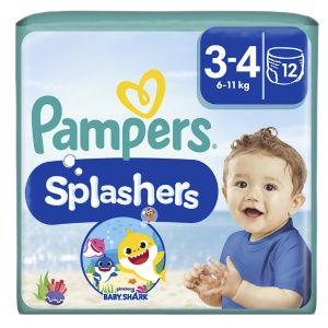 Scutece chilotel pentru apa Pampers Splashers Baby Shark Marimea 3, 6-11 kg, 12 buc, Resigilat, Grad A